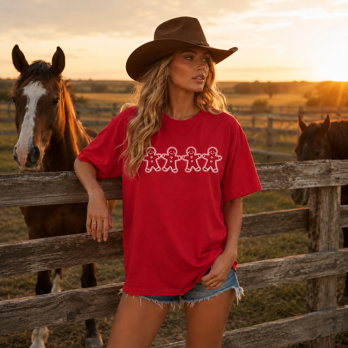 Gingerbread Party Graphic — Red T-Shirt
