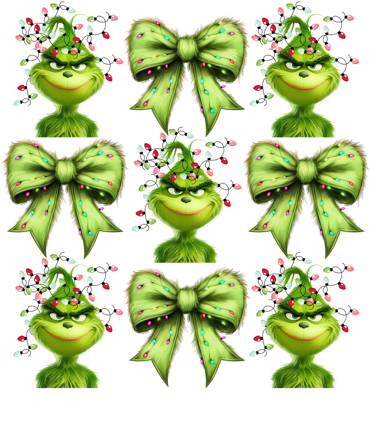 Grinch Rows of Bows Graphic original artwork