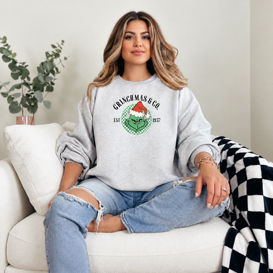 Grinchmas & Co. Graphic — Ash Heather Grey Crewneck
