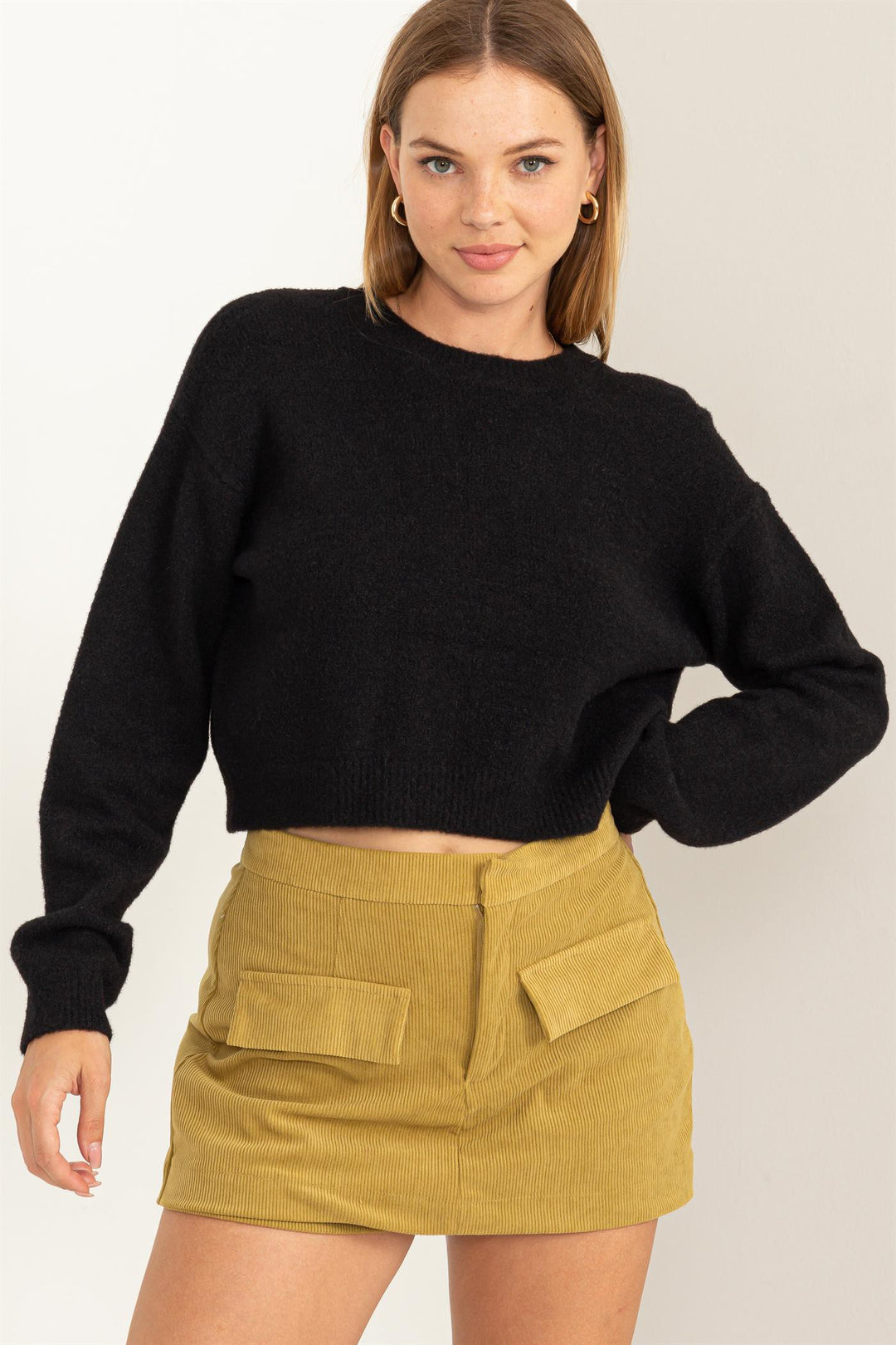 Truzzy Cropped Sweater- Black