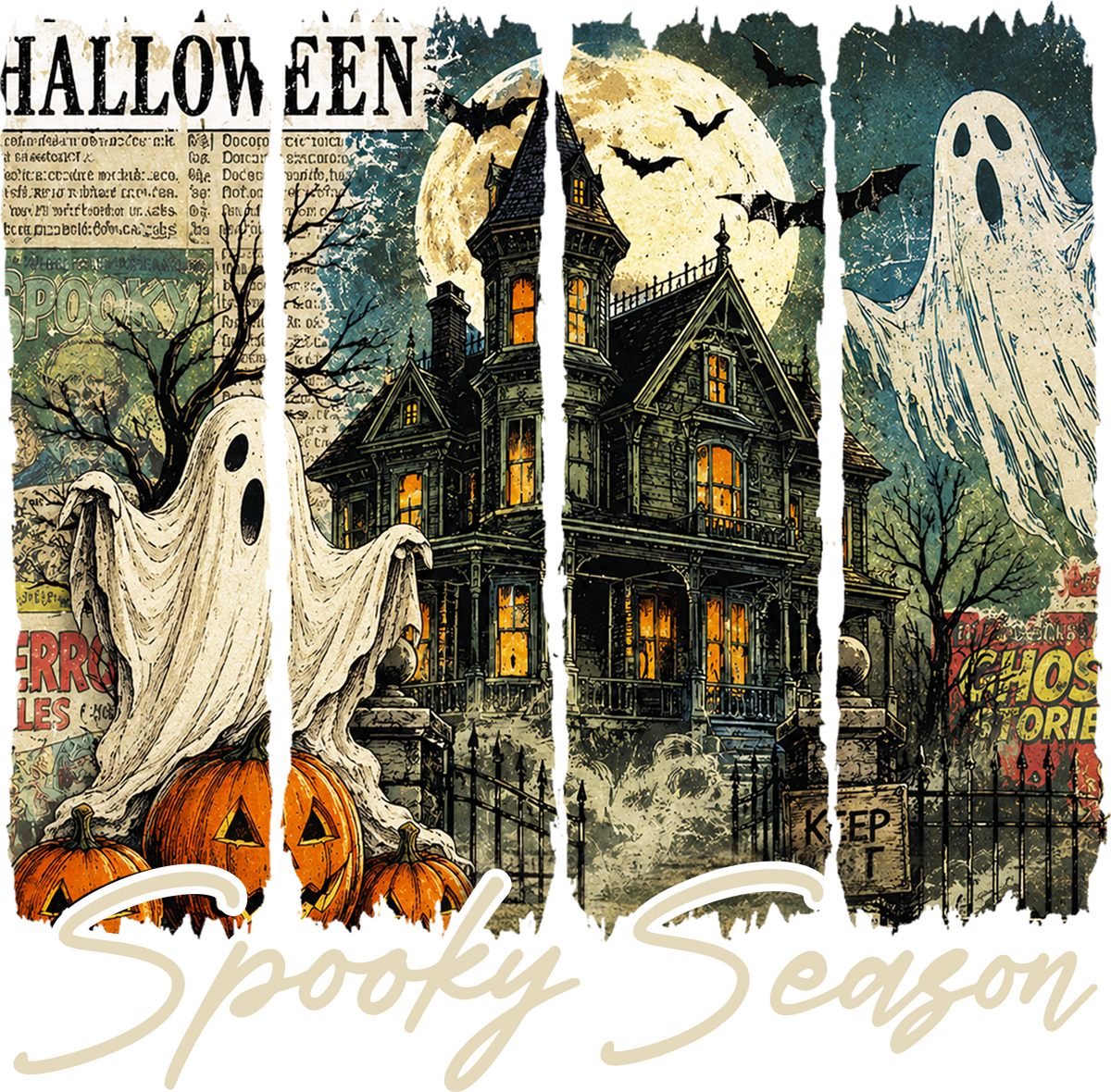 Moonlit Manor Halloween Graphic original print artwork