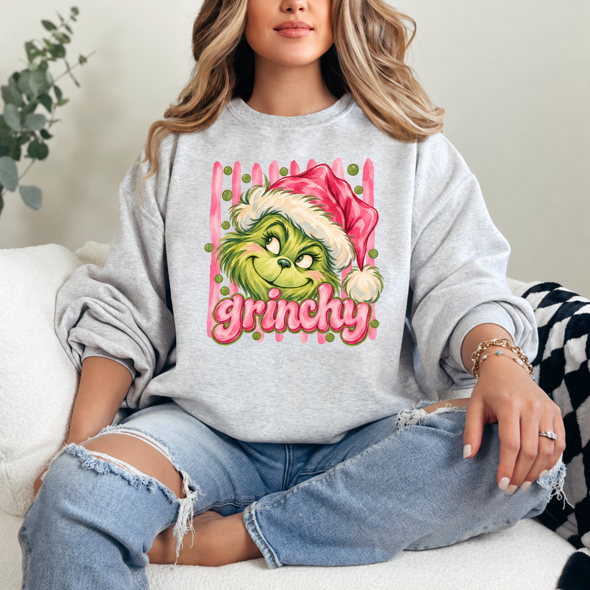 Pink Grinchy Crewneck — Ash