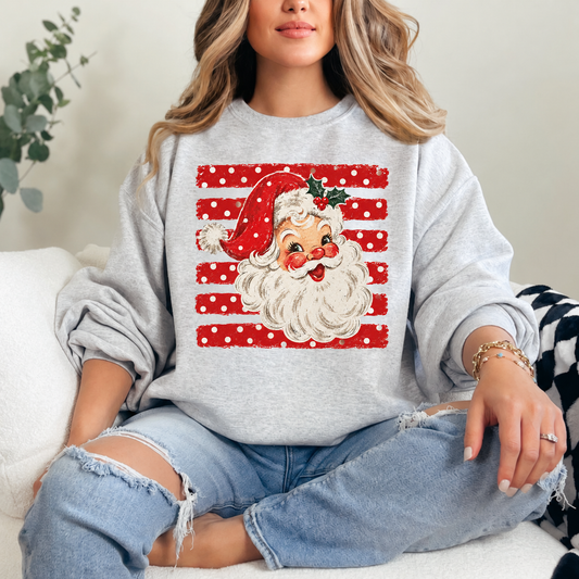 Polka Dot Santa Crewneck — Ash