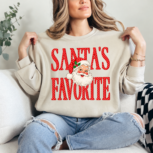 Santa's Favorite Polka Dot Crewneck — Sand