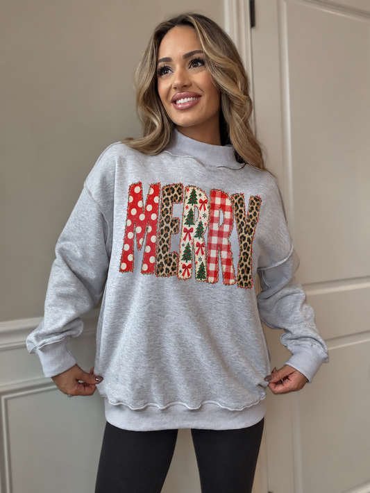 Tilly merry patchwork — grey, digital print mockup