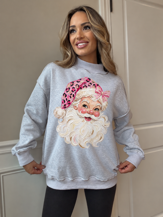 Tilly pink leopard santa — grey, digital print mockup