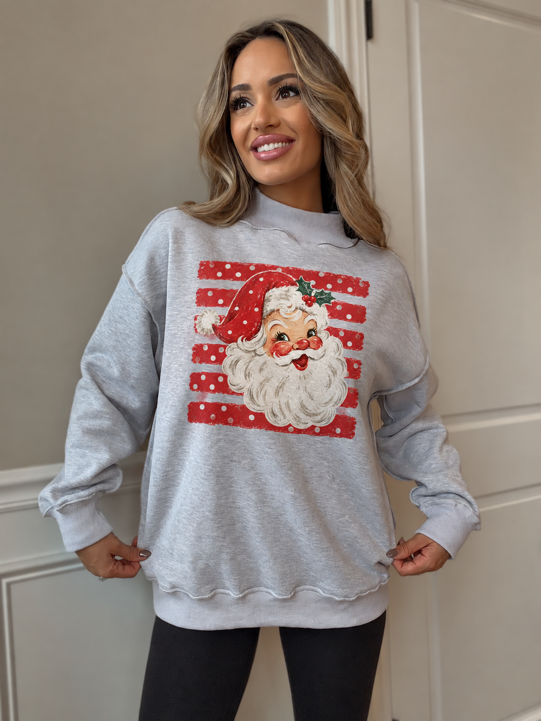 Tilly polka santa — grey, digital print mockup