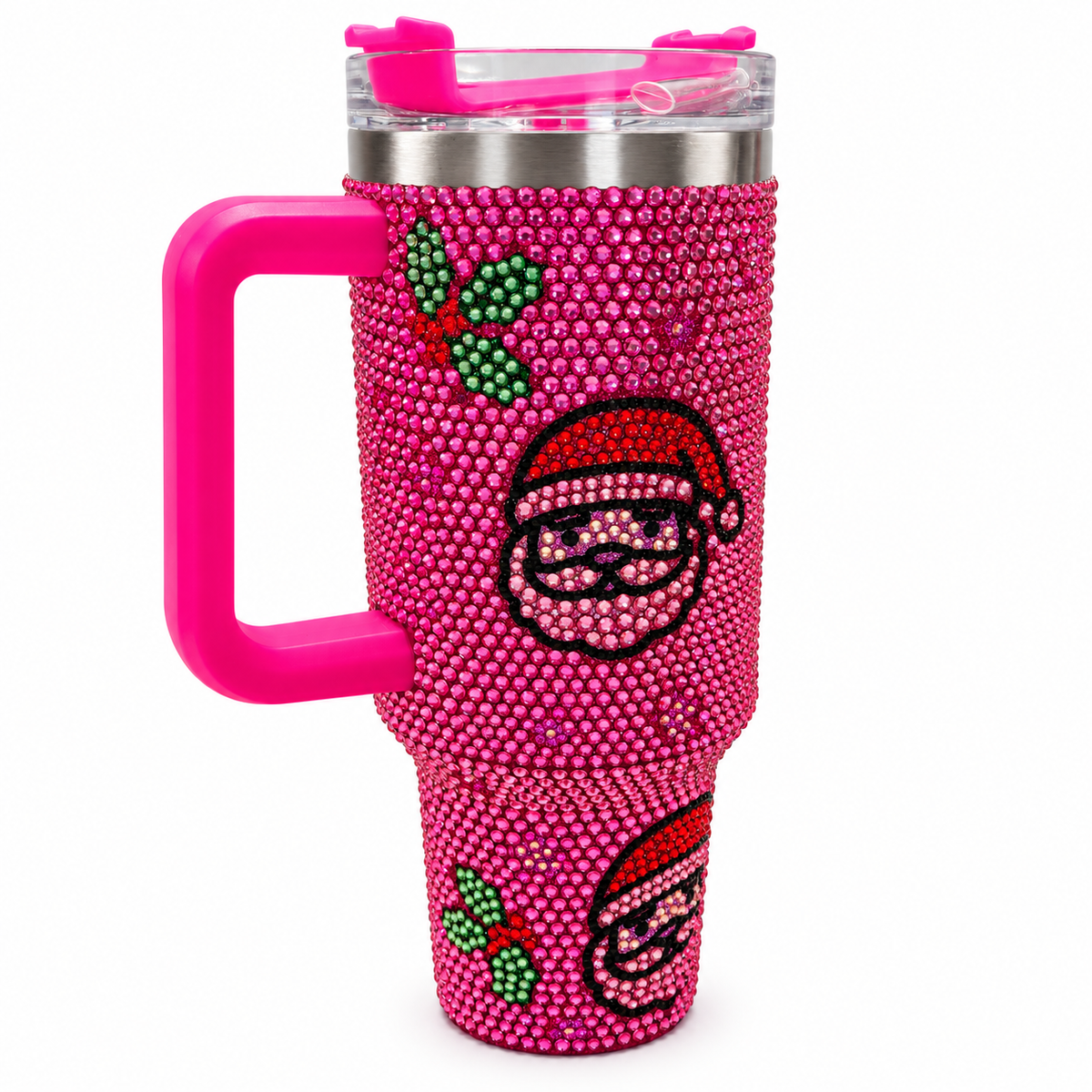 40oz Jeweled Christmas Tumblers - Pink Santa Cup