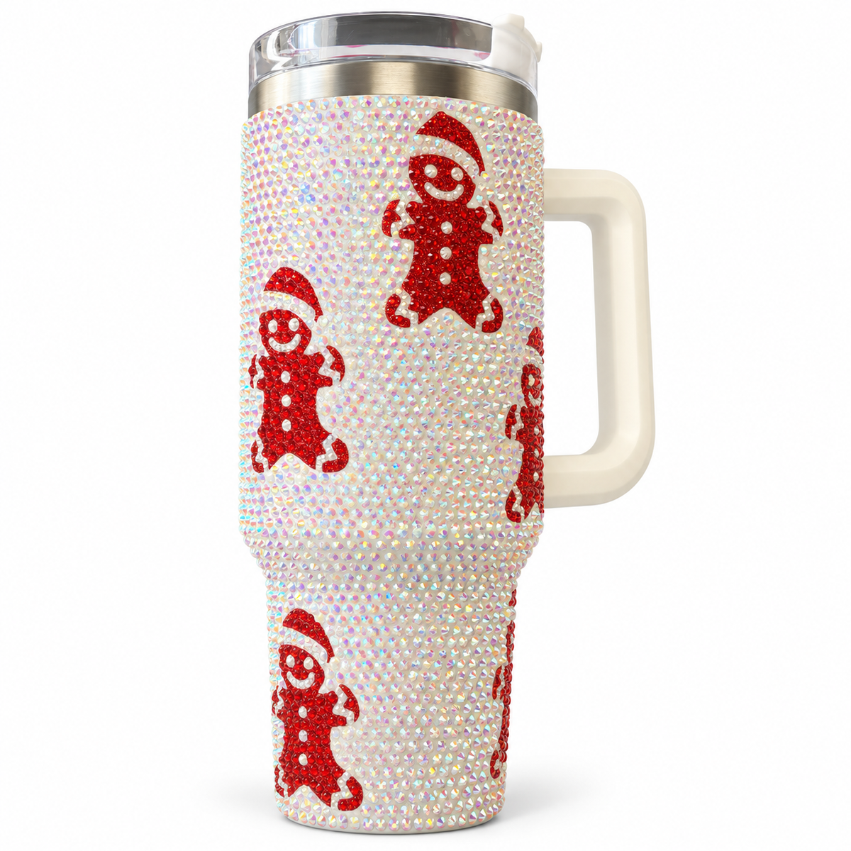40oz Jeweled Christmas Tumblers - White Gingerbread Cup