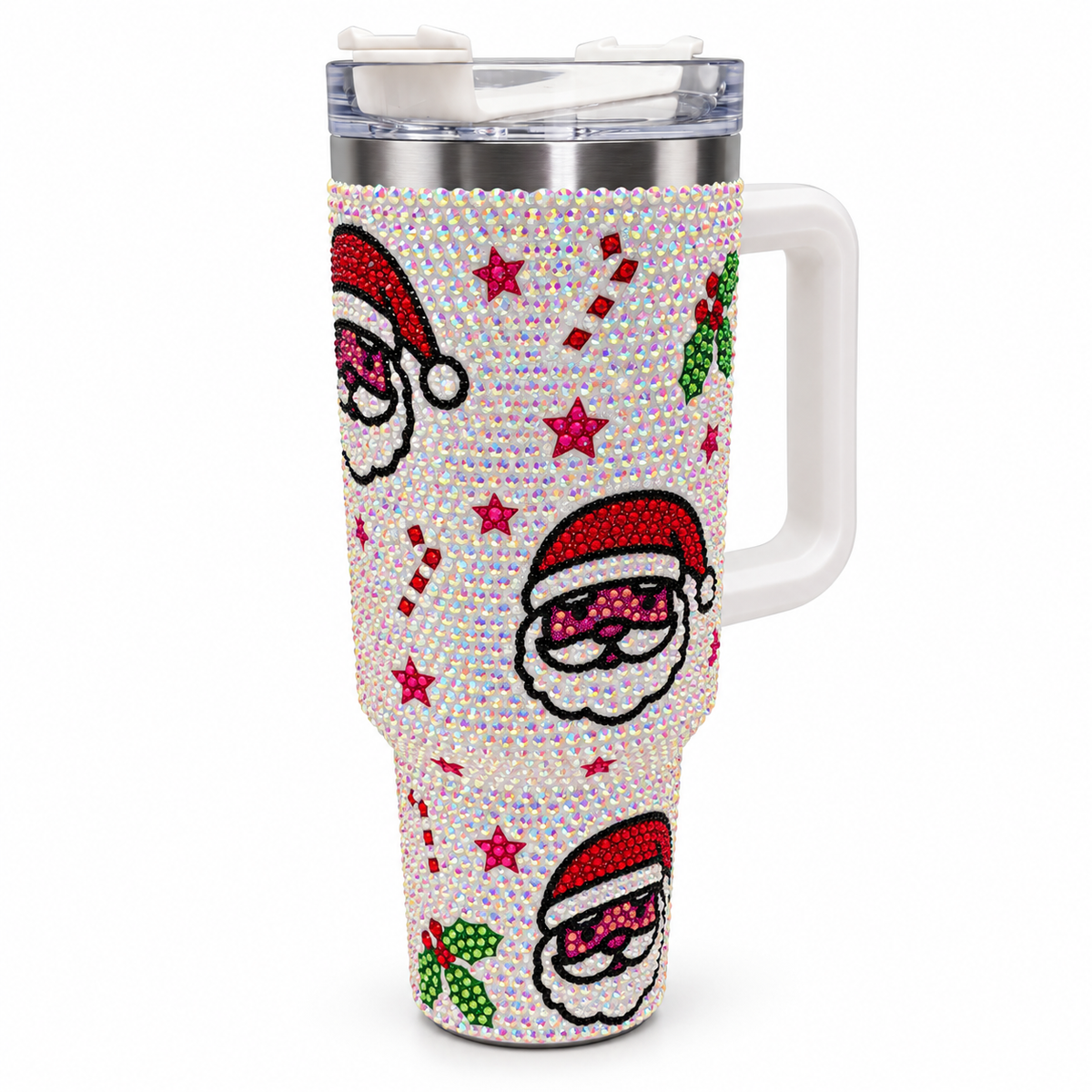40oz Jeweled Christmas Tumblers - White Santa Cup