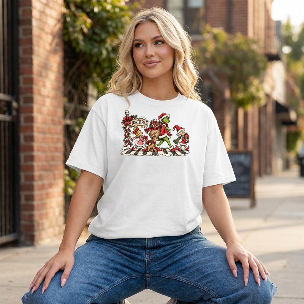 Whoville Christmas Parade Graphic - White T-Shirt on model