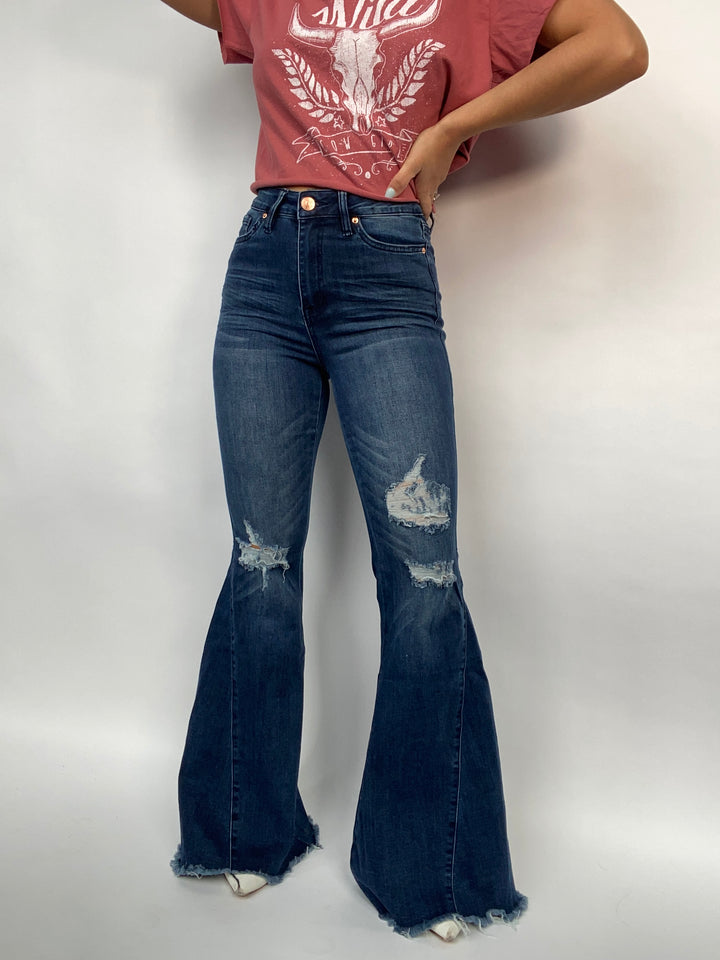 Everly Distressed Denim Flares