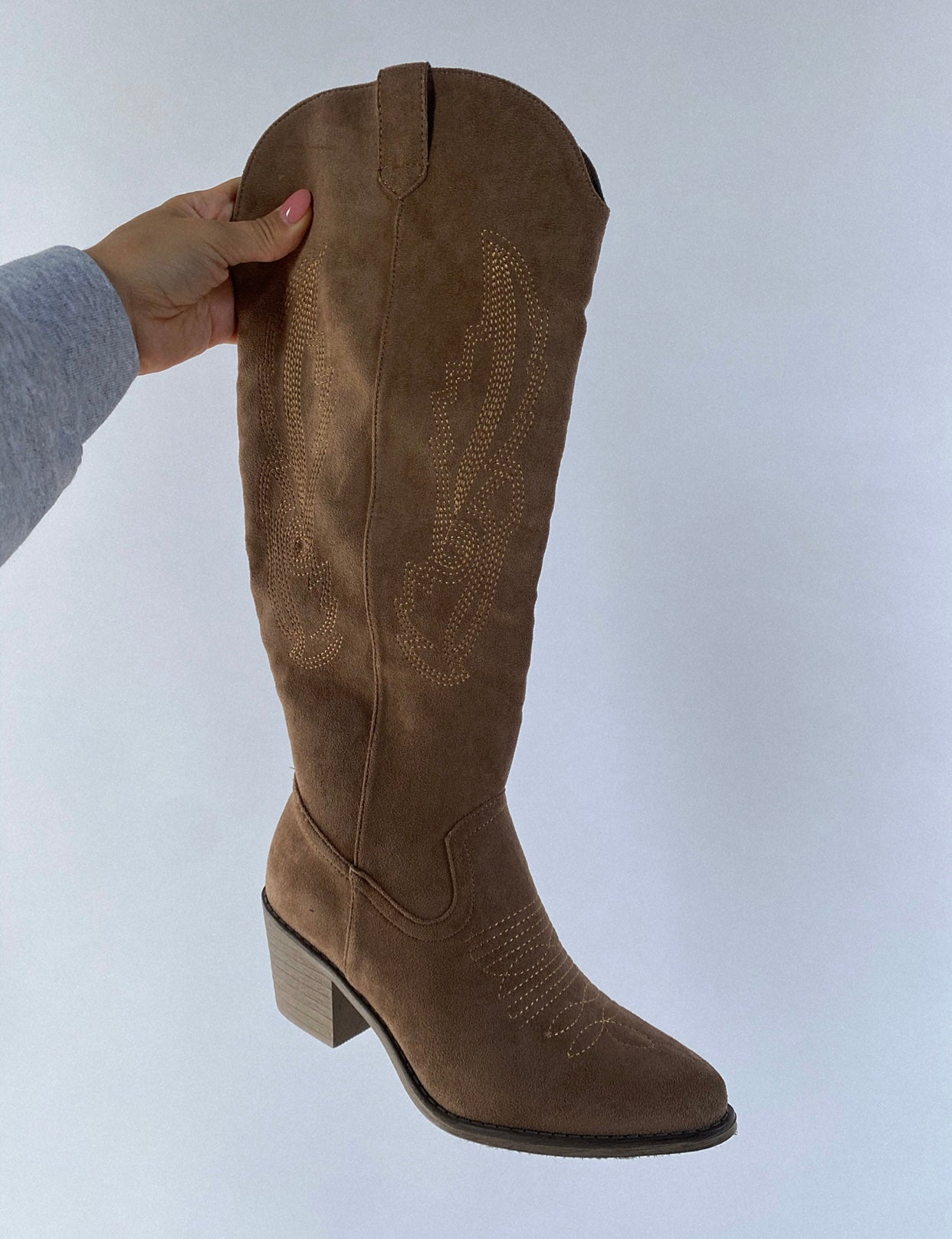 Talyn Western Heeled Cowgirl Boots- Taupe