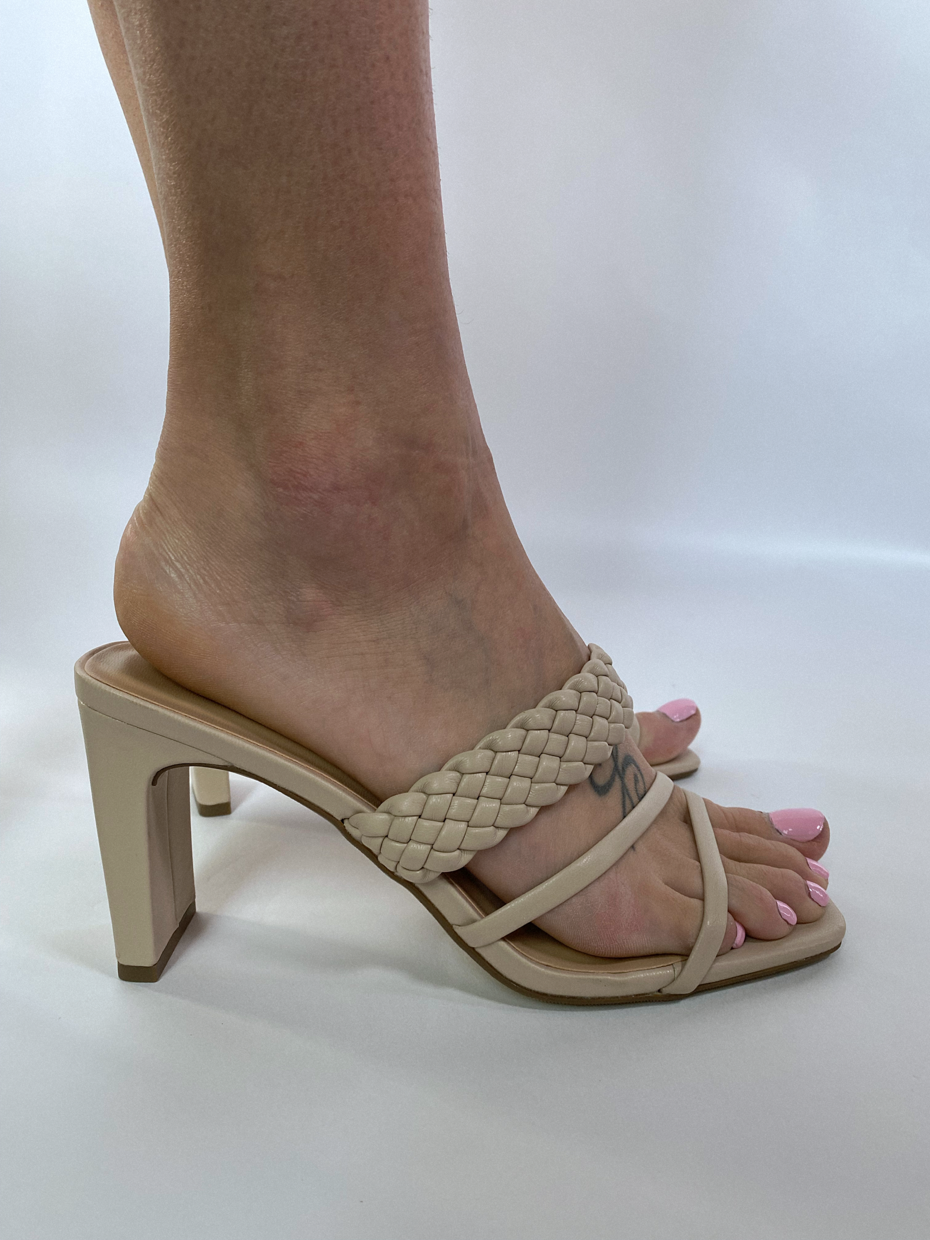 Natalie Nude Braided Sandal Heels