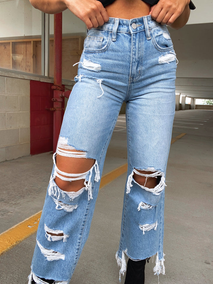 PREORDER: Wild and Free Wide leg Distressed Jeans