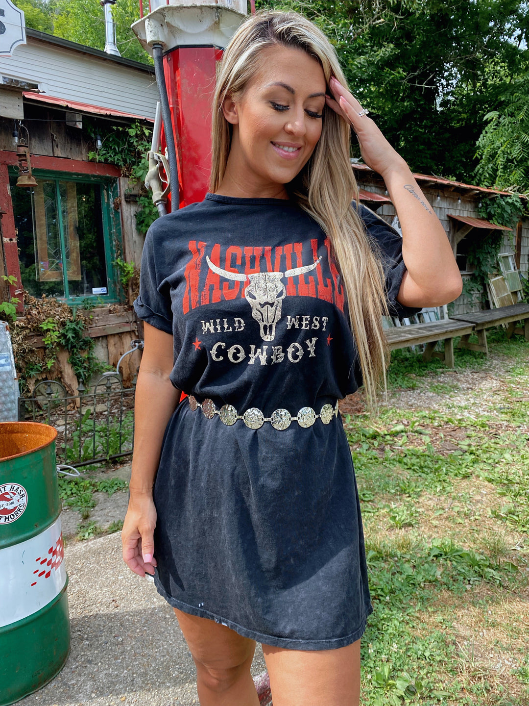 Nashville Wild West Cowboy Graphic T-Shirt Dress